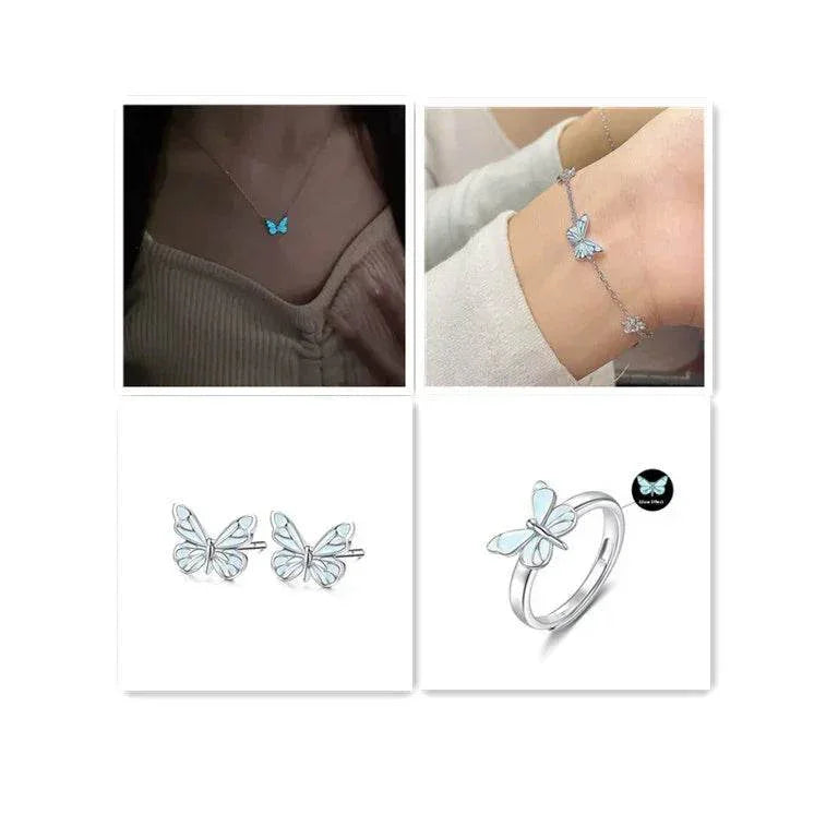 Glow-in-Dark Butterfly Necklace Bracelet Set - ZA-Zola