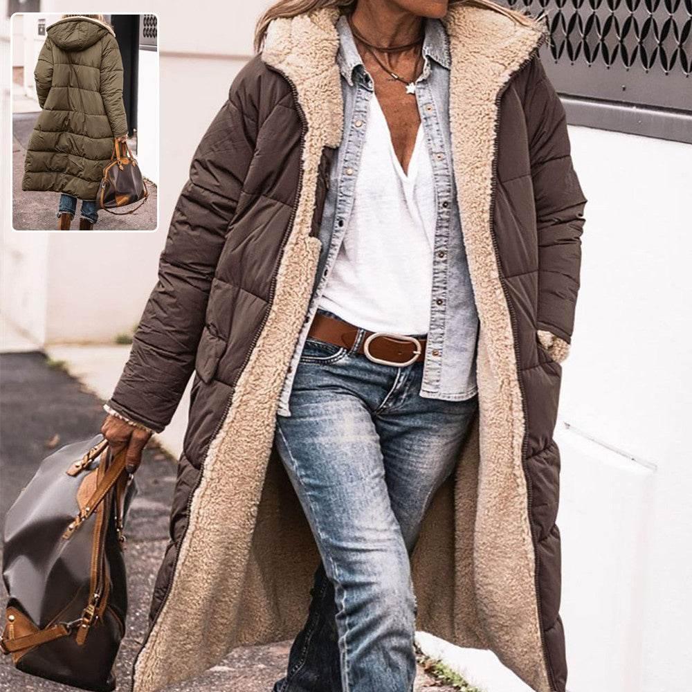 Winter Coat Women | Solid Color Hooded Long Cardigan - ZA-Zola