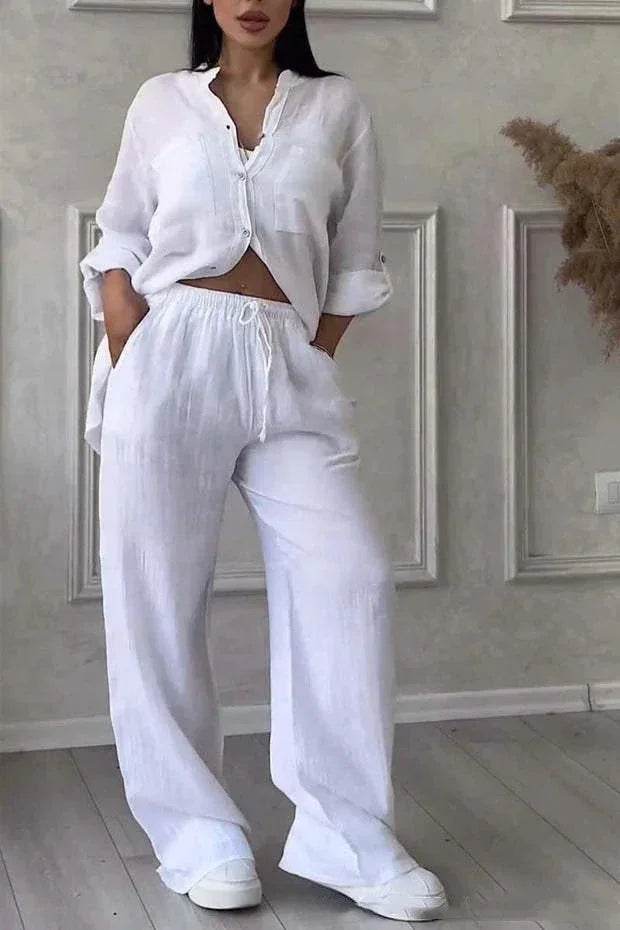 Stand Collar Lace-Up Two-Piece Set for Women - ZA-Zola