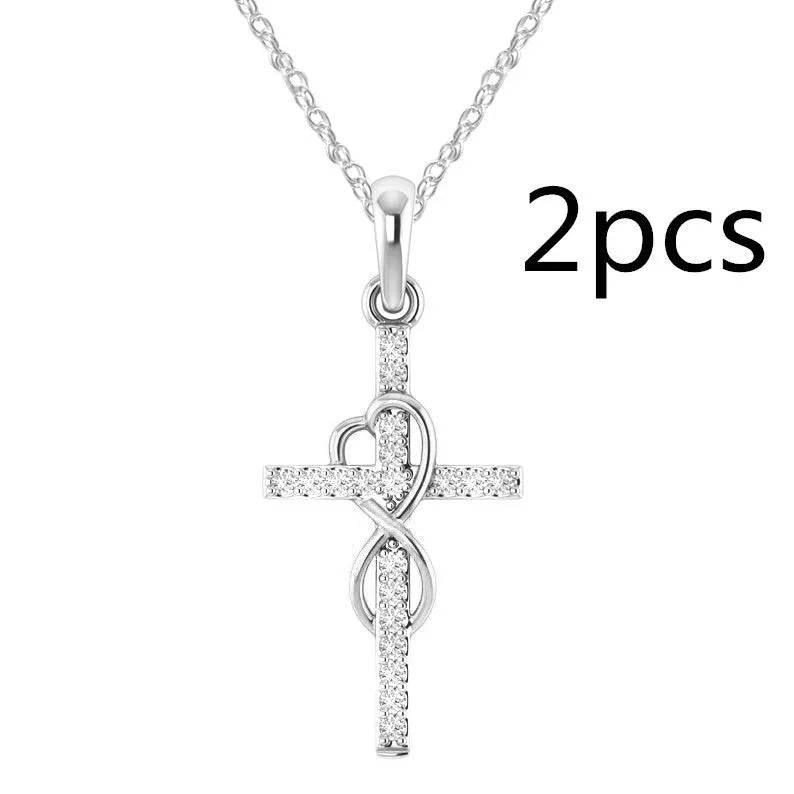 Alloy Diamond Cross Necklace – Stylish & Unisex - ZA-Zola