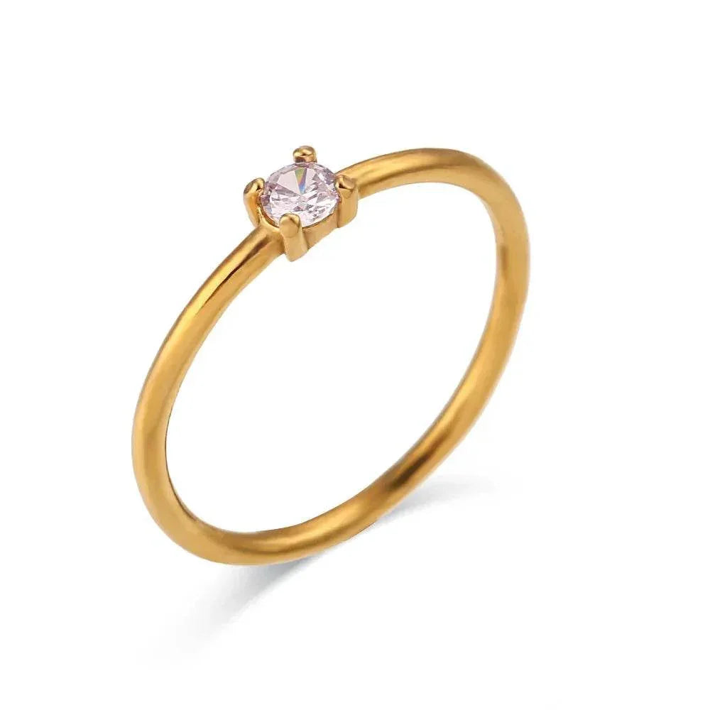 Elegant Light Luxury Zircon Birthday Ring Women - ZA-Zola