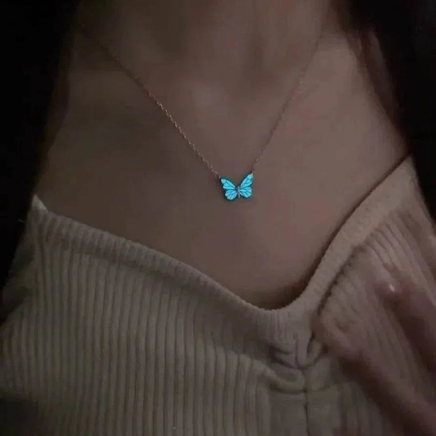 Glow-in-Dark Butterfly Necklace Bracelet Set - ZA-Zola