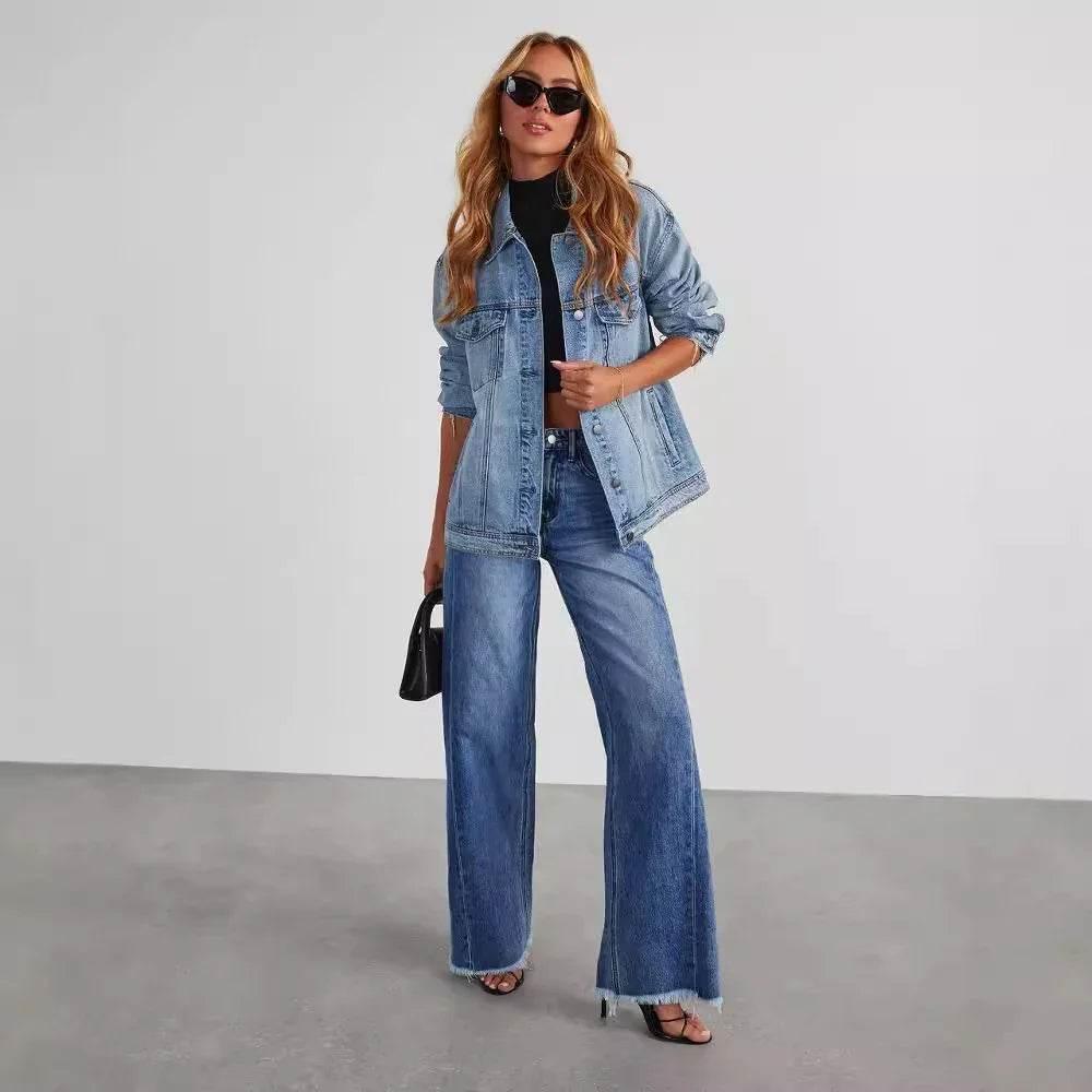 High Waist Straight Jeans with Pockets – Women - ZA-Zola