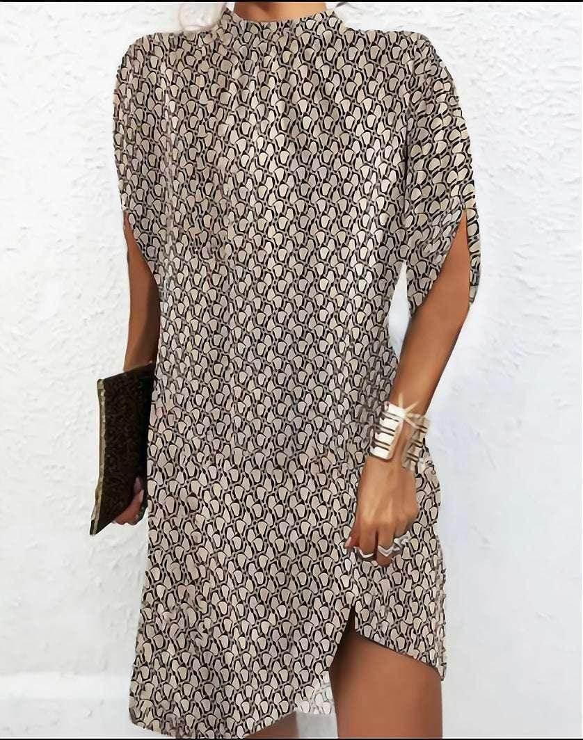 Loose Batwing Sleeve Printed Summer Dress - ZA-Zola