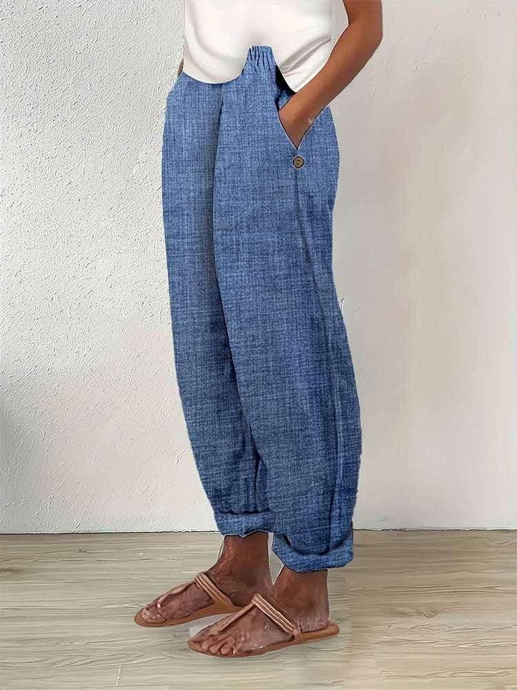Cotton Linen Straight Casual Pants – Women - ZA-Zola