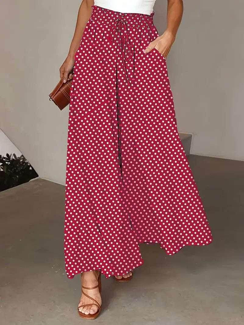 Women’s Polka Dot Wide-Leg Pants with Pockets - ZA-Zola