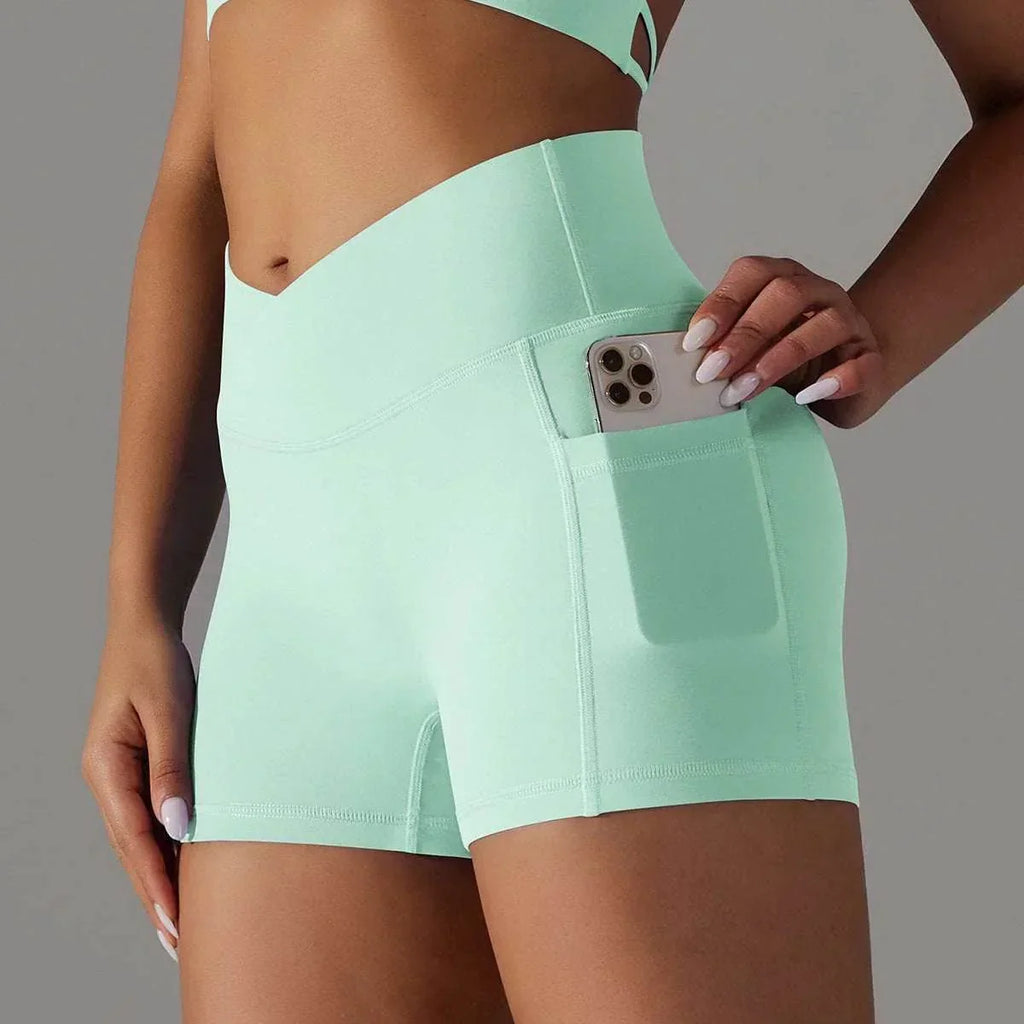 Yoga Shorts with Phone Pocket – Women's Sportswear - ZA-Zola