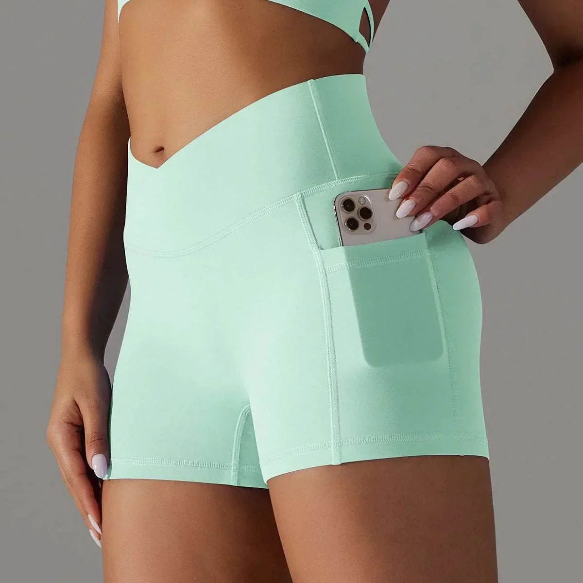 Yoga Shorts with Phone Pocket – Women's Sportswear - ZA-Zola