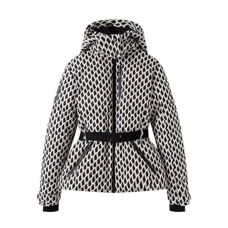 Women Belted Cotton-Padded Jacket – Slim Waist Duck Down Coat - ZA-Zola