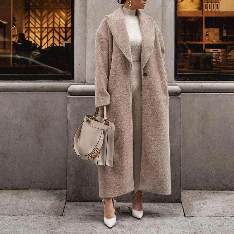 Women Plush Jacket Long Sleeve Lapel Winter Wear - ZA-Zola