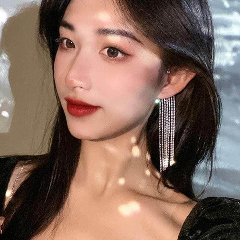 Long Pearl Tassel Earrings – Silver Elegance | ZA‑Zola - ZA-Zola
