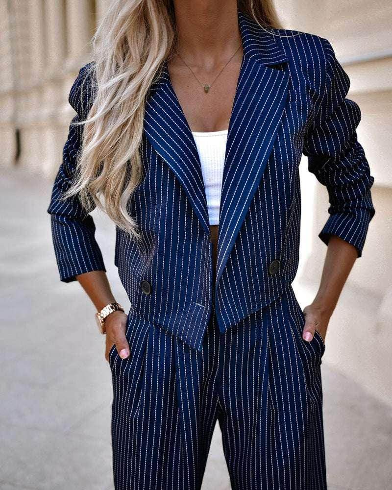Striped Cropped Suit Set – Urban Spring Vibes - ZA-Zola