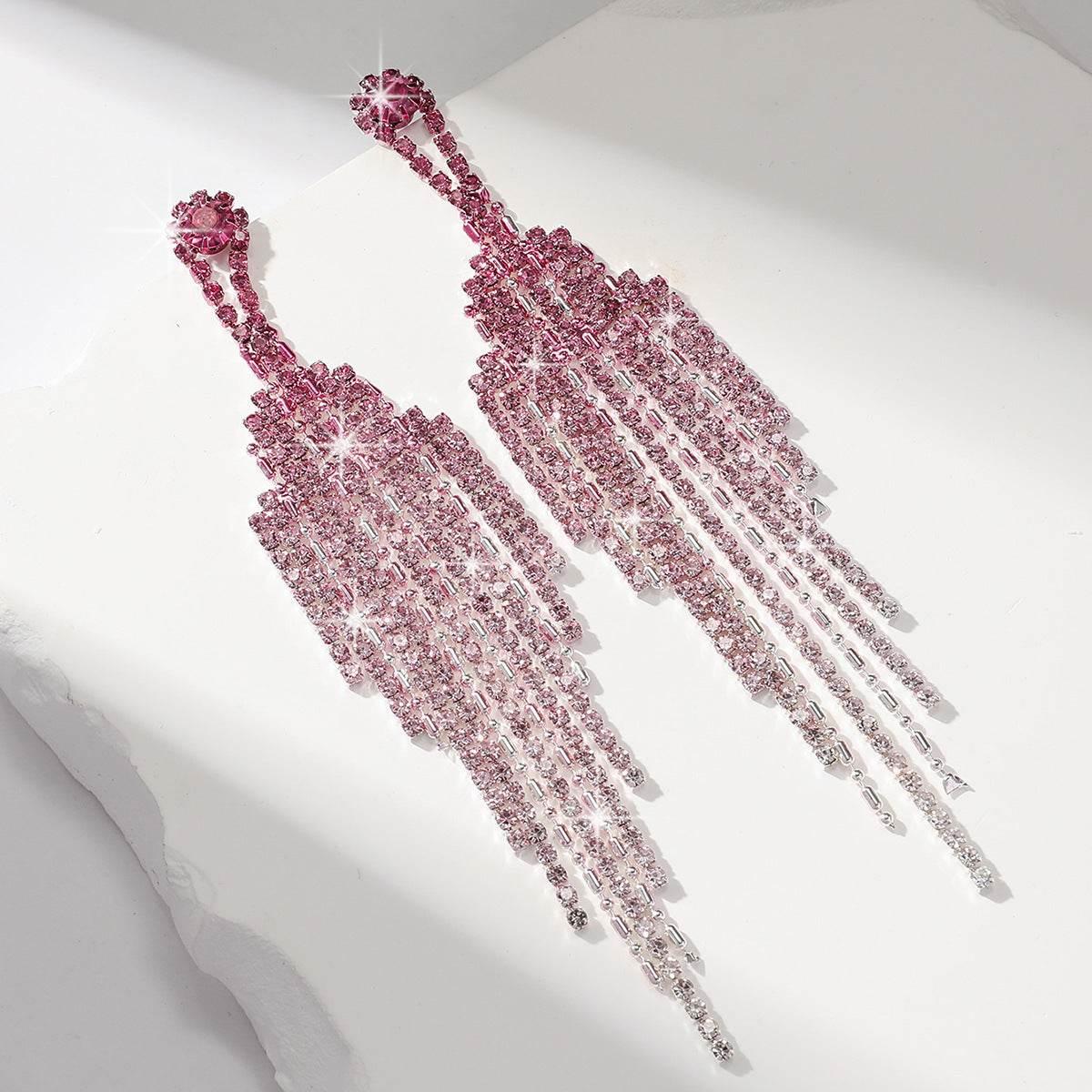 ZA-Zola Rhinestone Tassel Earrings for Women - ZA-Zola