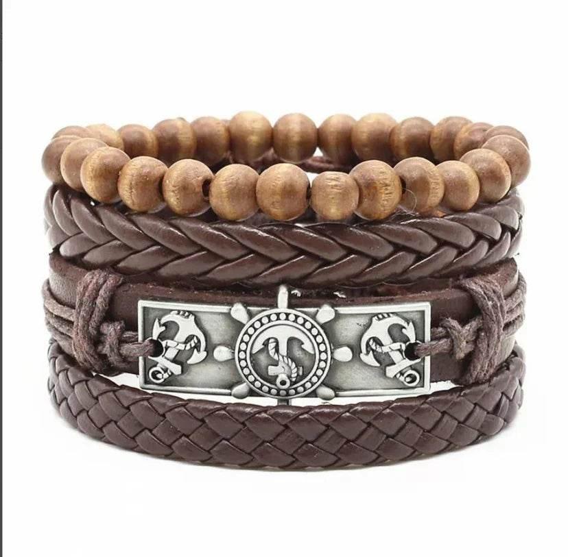 Men’s Vintage Braided Leather Bracelet - ZA-Zola