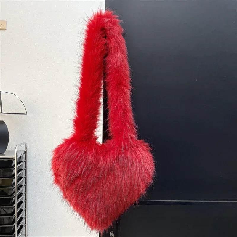 Winter Fleece Heart Shape Bag | Plush Crossbody Handbag - ZA-Zola