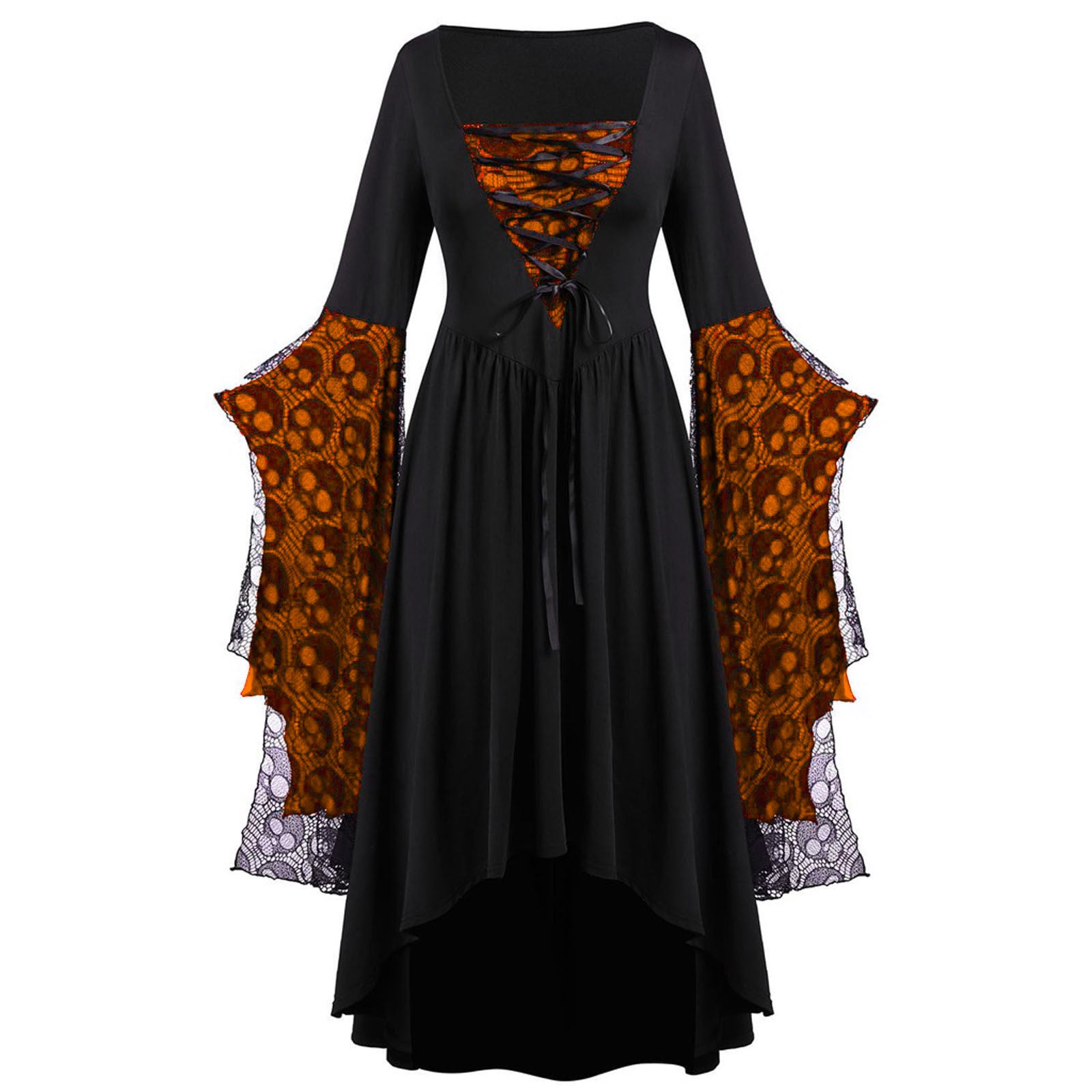 Square Neck Midi Dress with Lace Straps | Women's Fashion