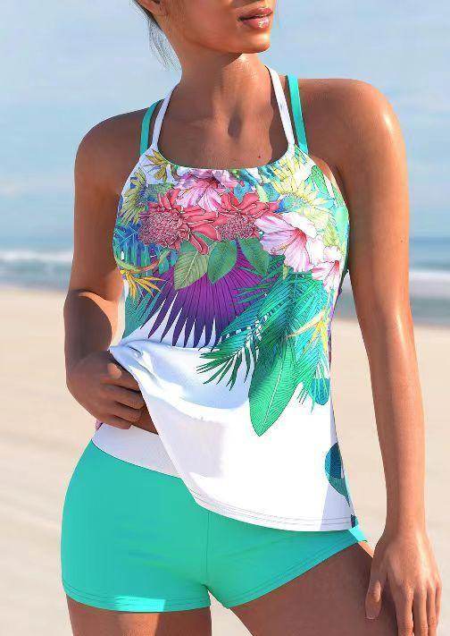Ladies New Large Flower Split Women's Swimsuit (M–3XL) - ZA-Zola