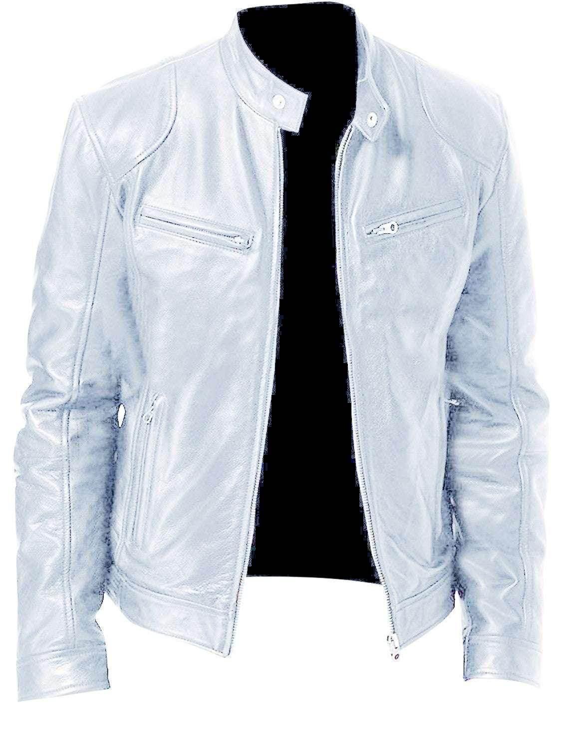 Men's Warm Zipper Cardigan with PU Leather Detail - ZA-Zola