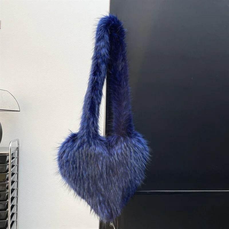 Winter Fleece Heart Shape Bag | Plush Crossbody Handbag - ZA-Zola