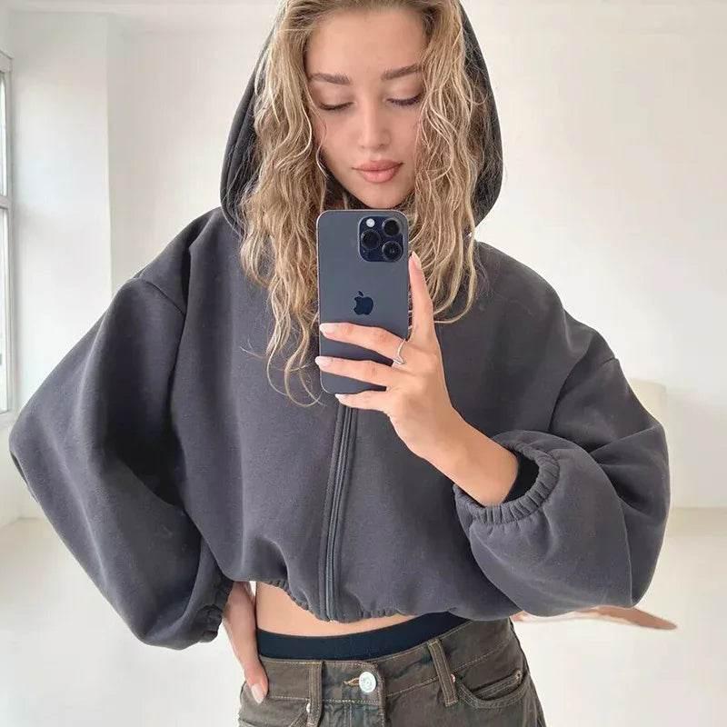 Casual Solid Color Hooded Jacket for Women - ZA-Zola