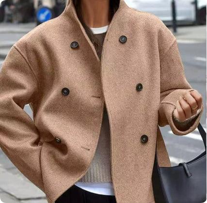 Vintage Brown Woolen Coat for Women | Elegant Winter Wear - ZA-Zola