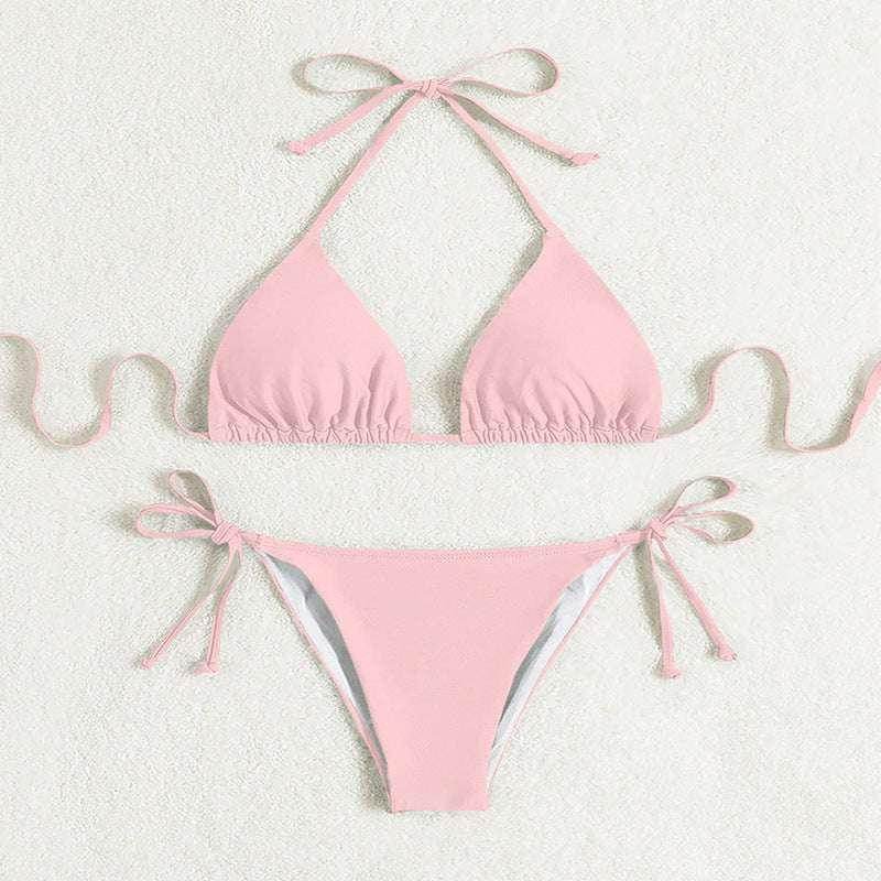 Pure Color Halter Bikini | Sexy Swimsuit – Buy Now - ZA-Zola
