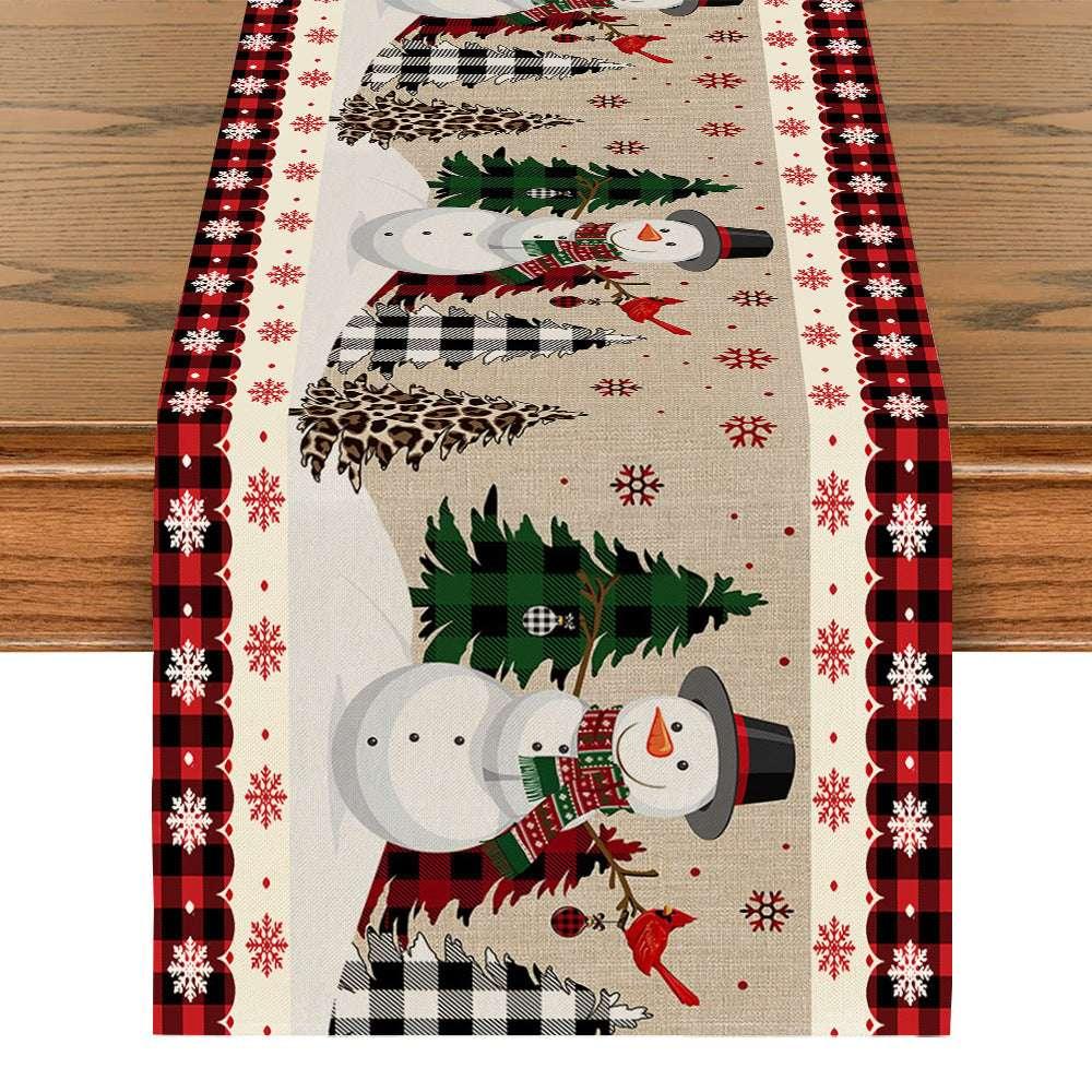 Snowman Table Mat – Linen Printed Christmas Table Runner Décor - ZA-Zola