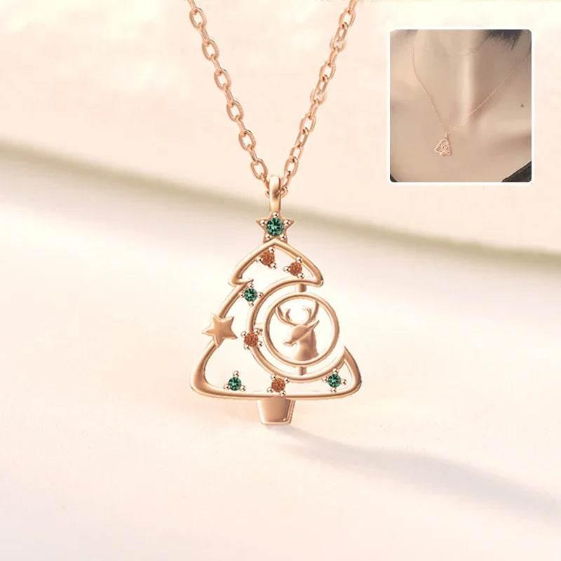 Shop S925 Elk Christmas Tree Necklace – Elegant Sparkle - ZA-Zola