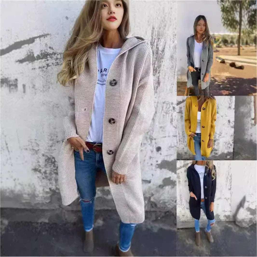 Mid Length Sweater Cardigan Women With Pockets - ZA-Zola