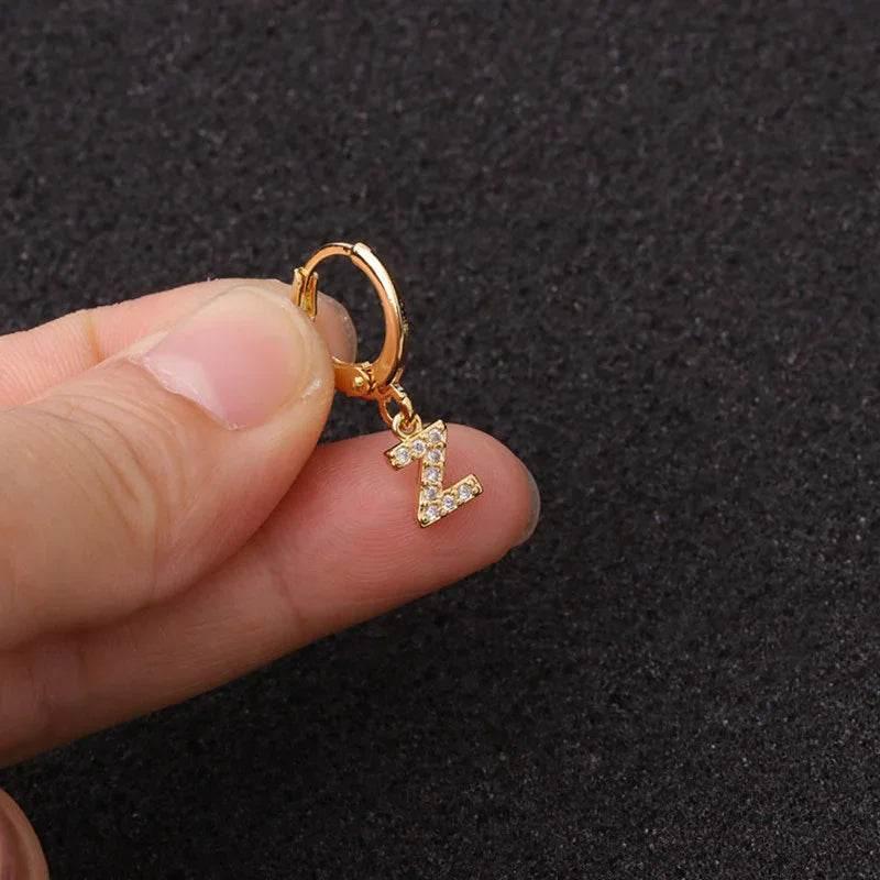 Women's Zircon Letter Earrings – Stylish Gold Jewelry - ZA-Zola