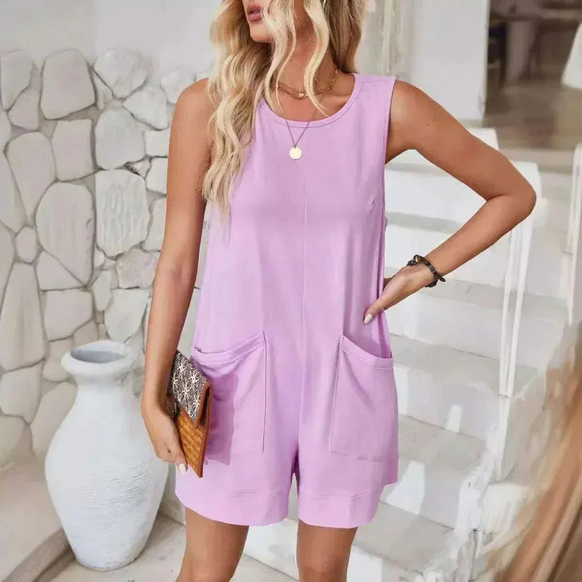 Women’s Cotton Sleeveless Summer Jumpsuit - ZA-Zola