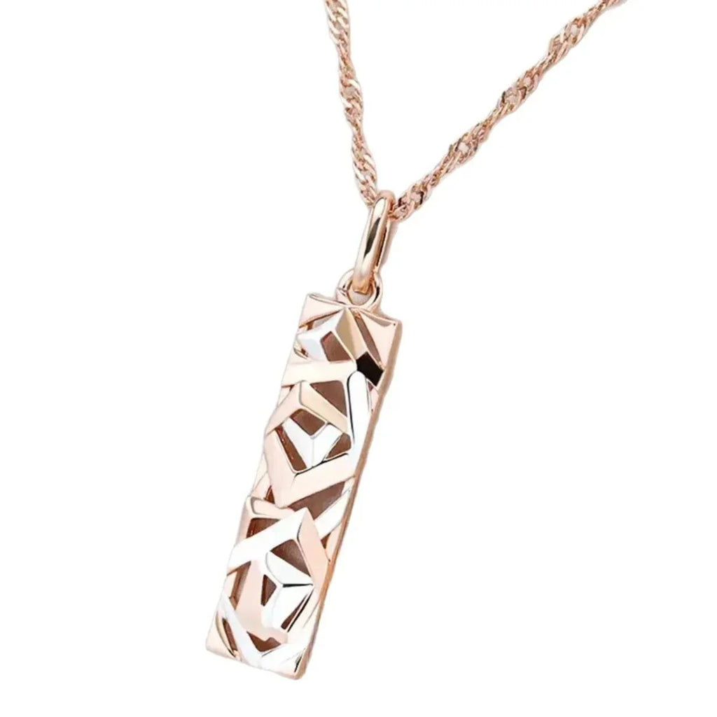 Two-Tone Hollow Tag Pendant Necklace for Women - ZA-Zola