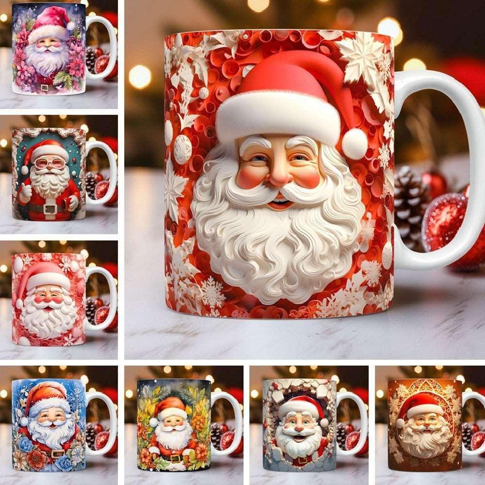 3D Christmas Ceramic Mug – Santa Coffee Cup Gift for Kids & Adults - ZA-Zola