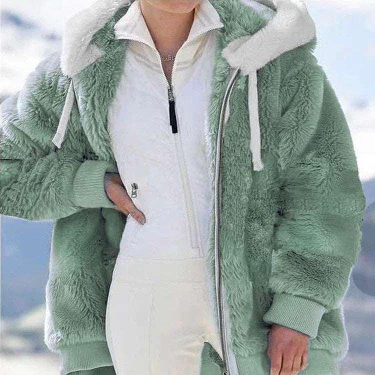 Plush Hooded Jacket Women Winter Street Style - ZA-Zola