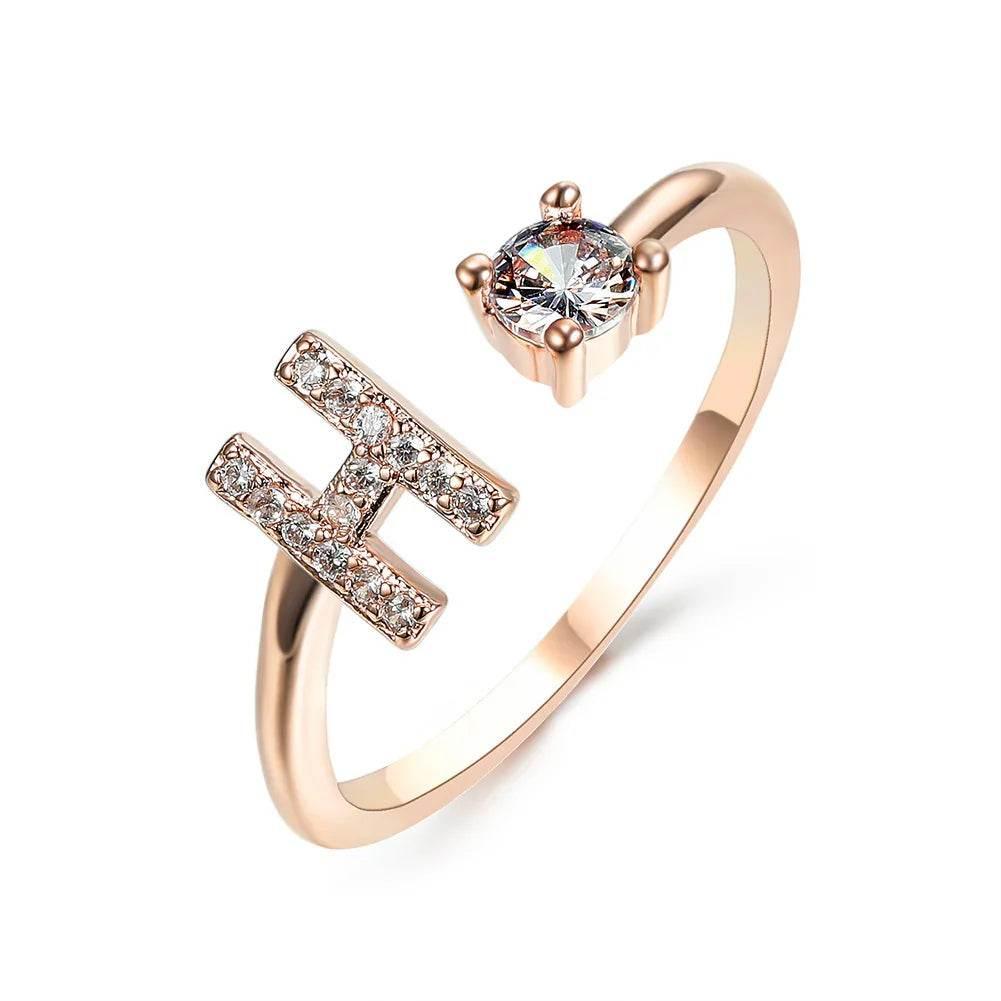 Adjustable A–Z Initial Ring for Women with Zircon - ZA-Zola