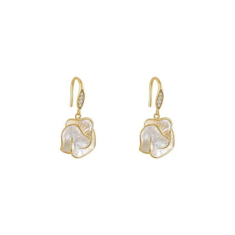 Camellia Flower Drop Earrings – Summer Luxury Style - ZA-Zola