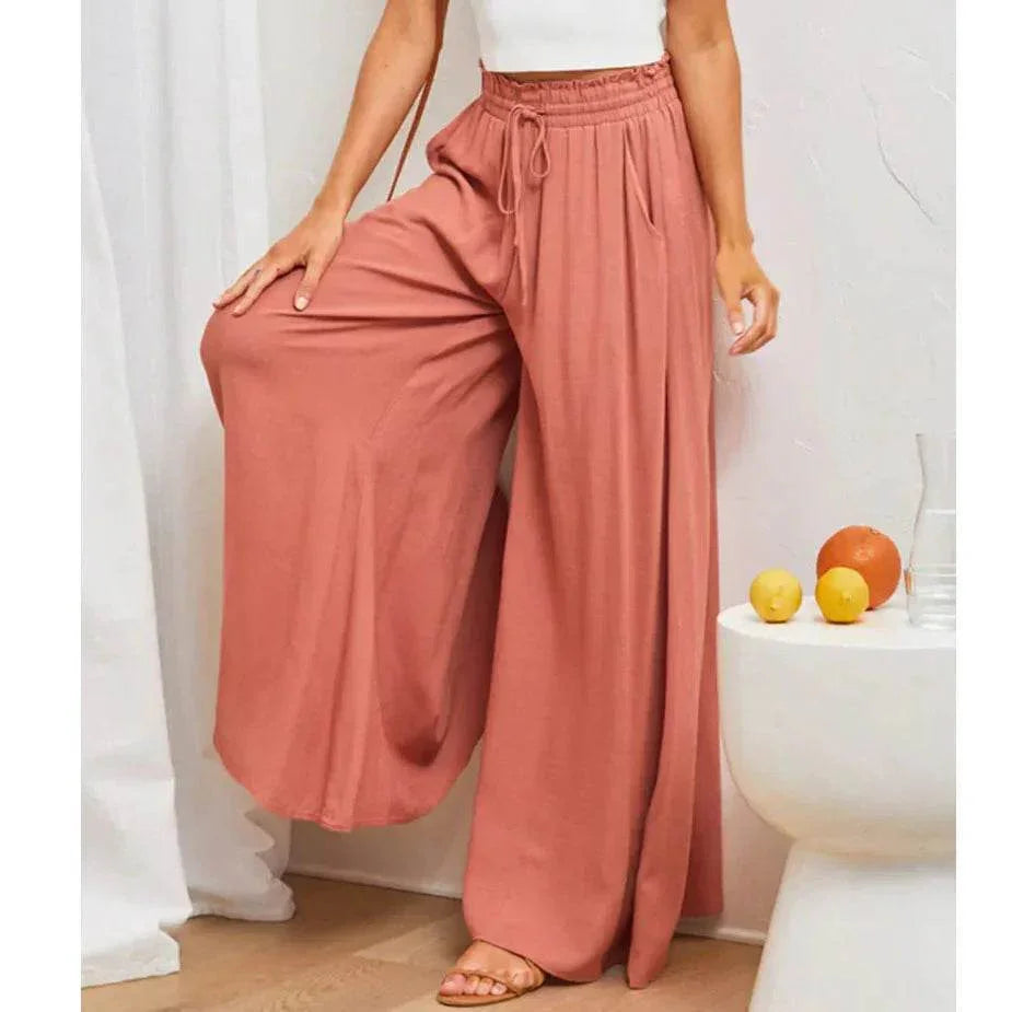 Floral Wide-Leg Beach Pants – Summer Vibes Only - ZA-Zola
