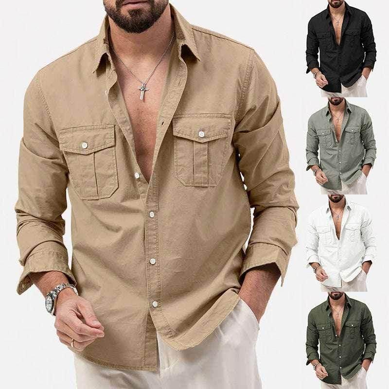 Men's Multi-Pocket Casual Long Sleeve Shirt - ZA-Zola - ZA-Zola