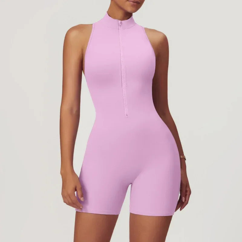 Zipper Yoga Jumpsuit – Summer Backless Fitness Bodysuit - ZA-Zola