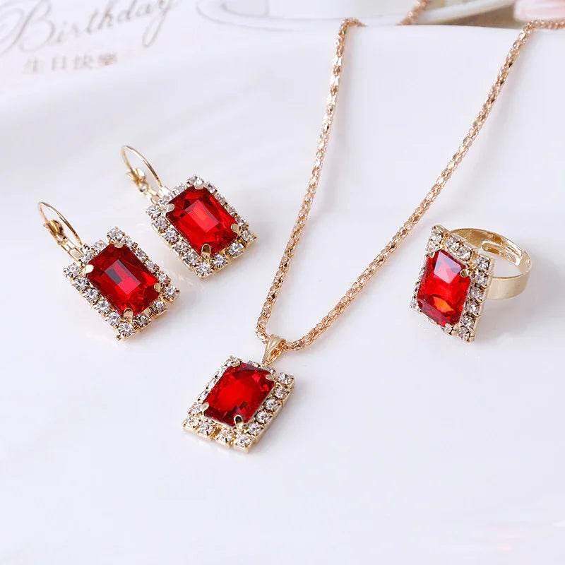 Crystal Jewelry Set – Necklace, Earrings & Ring - ZA-Zola