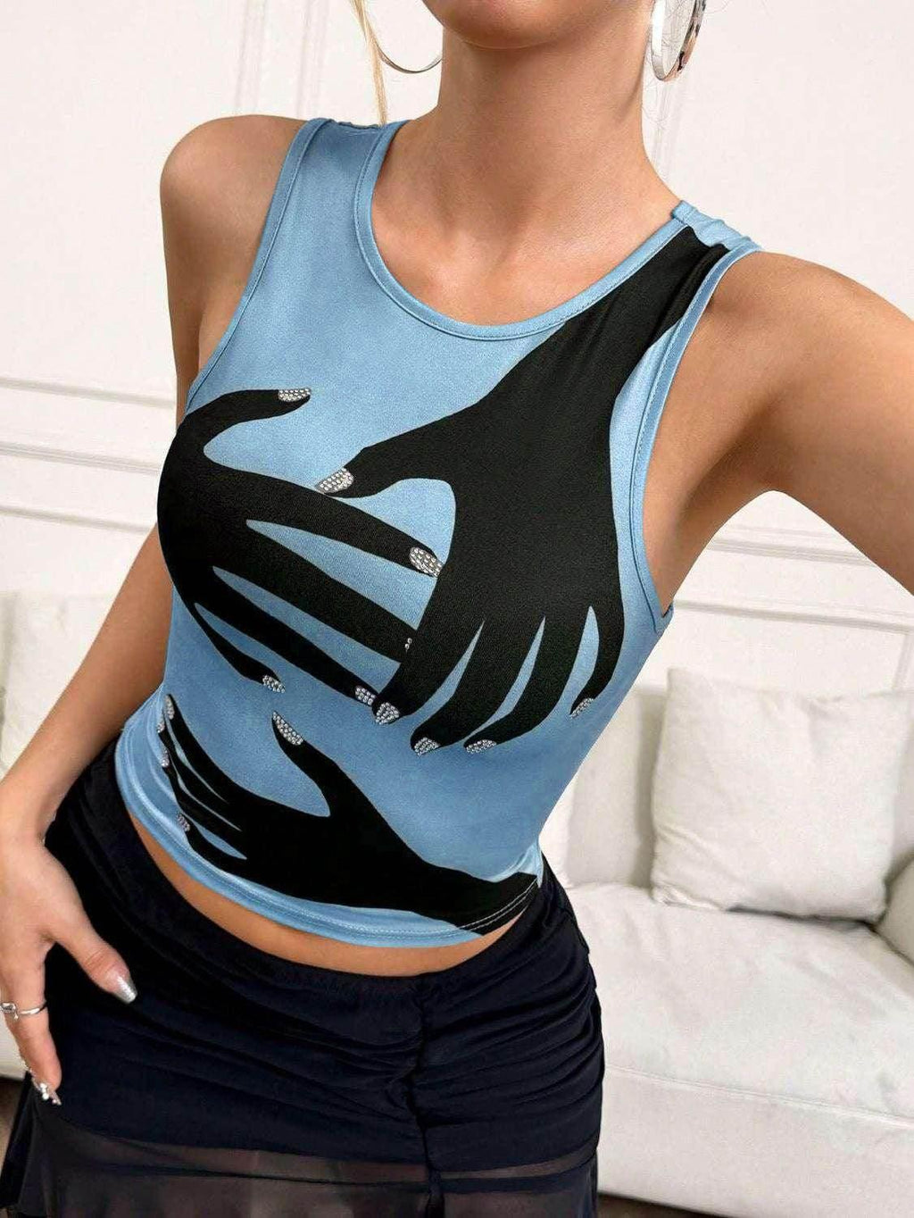 Y2K Printed Tank Vest – Sleeveless Streetwear Top - ZA-Zola