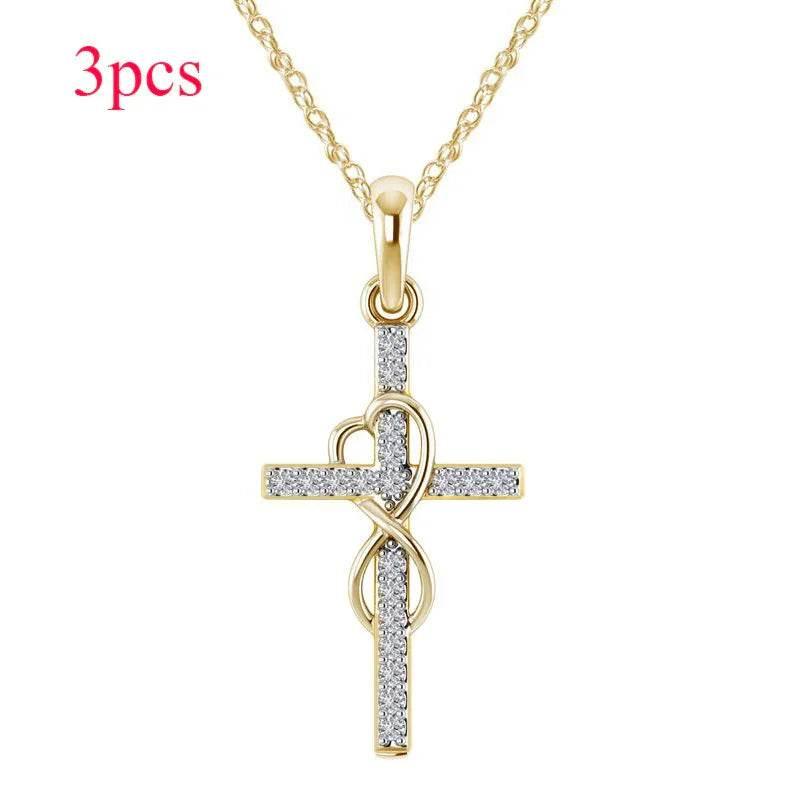 Alloy Diamond Cross Necklace – Stylish & Unisex - ZA-Zola