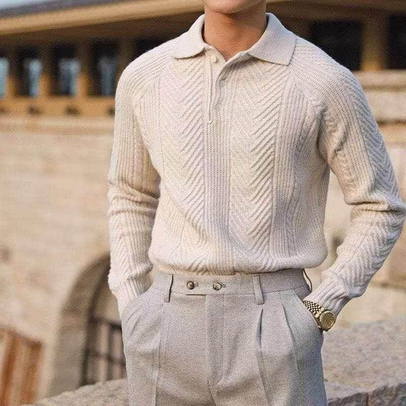 Men's Lapel Knitted Sweater - Stylish Winter Pullover - ZA-Zola