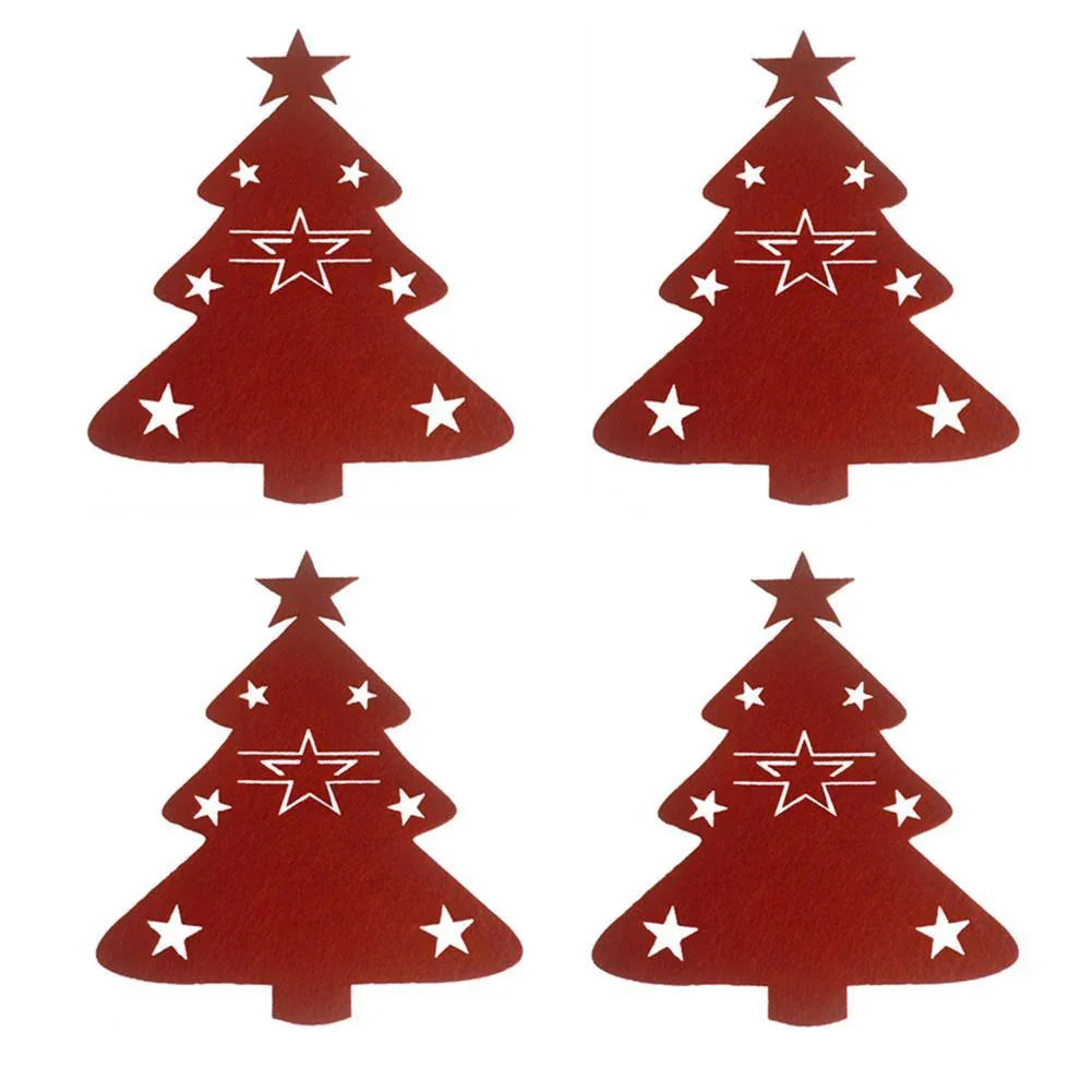 Christmas Tree Cutlery Set – 4-Piece Festive Red Table Decor - ZA-Zola