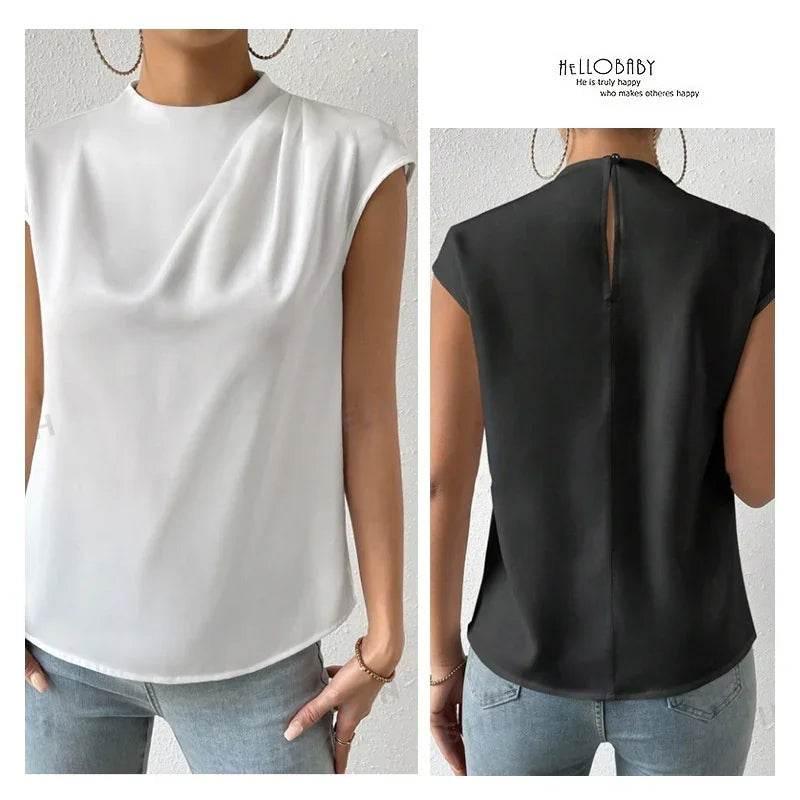 Satin Sleeveless Summer Top – Chic Loose Fit Blouse - ZA-Zola