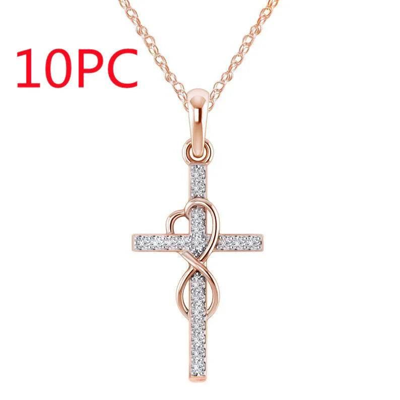 Alloy Diamond Cross Necklace – Stylish & Unisex - ZA-Zola