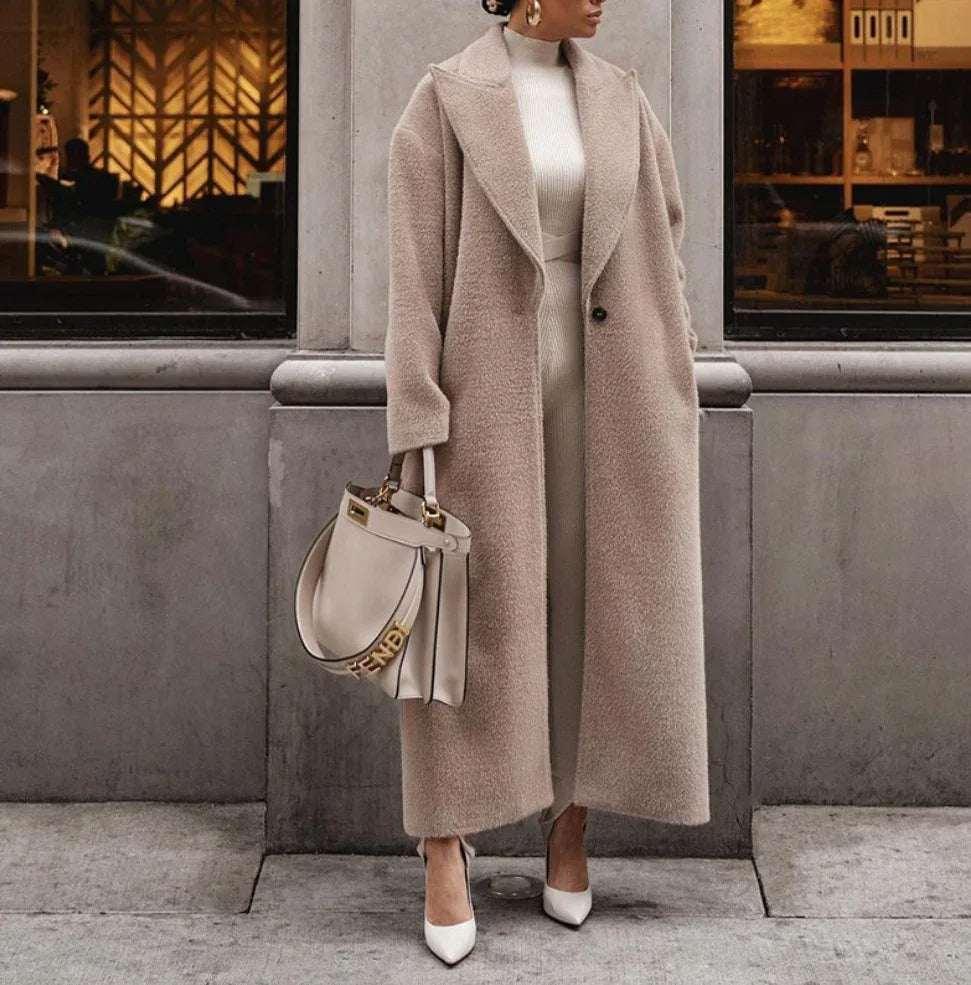 Women Plush Jacket Long Sleeve Lapel Winter Wear - ZA-Zola