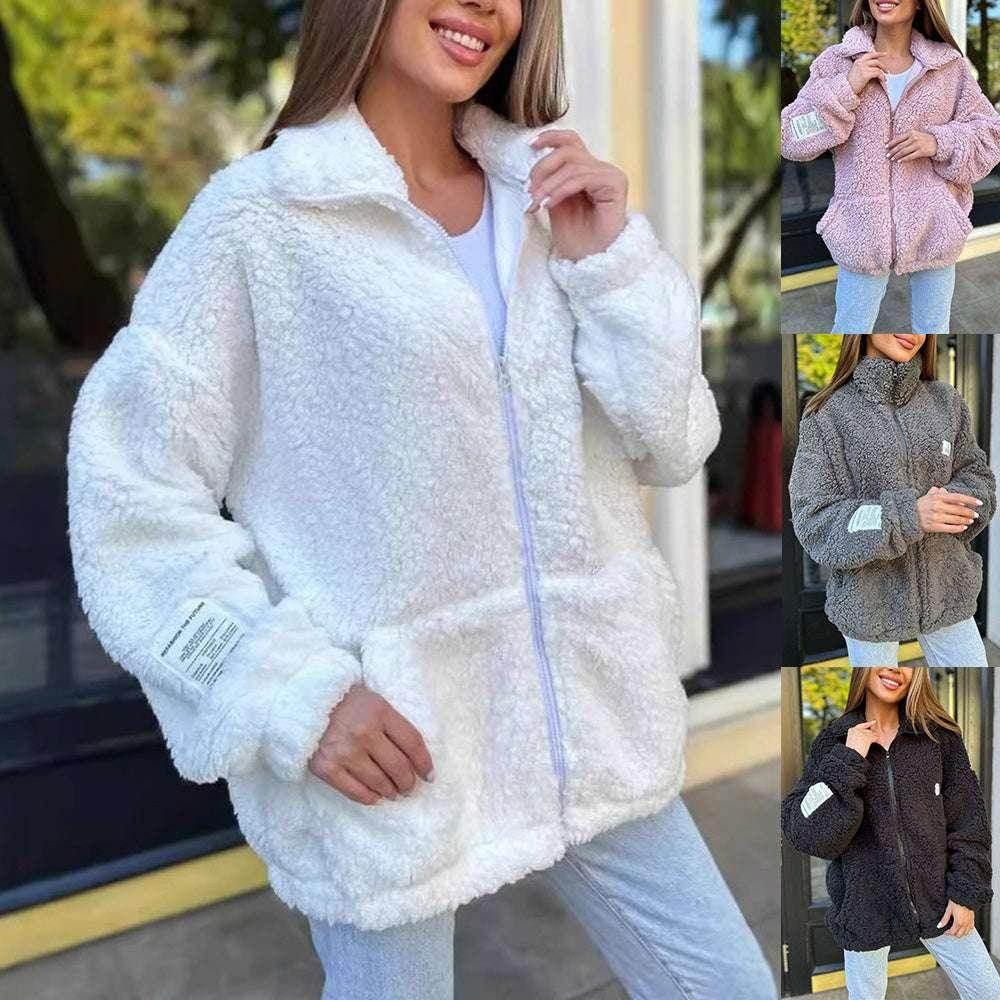 Buy Winter Zipper Jacket - Cozy Lapel Coat with Pockets - ZA-Zola