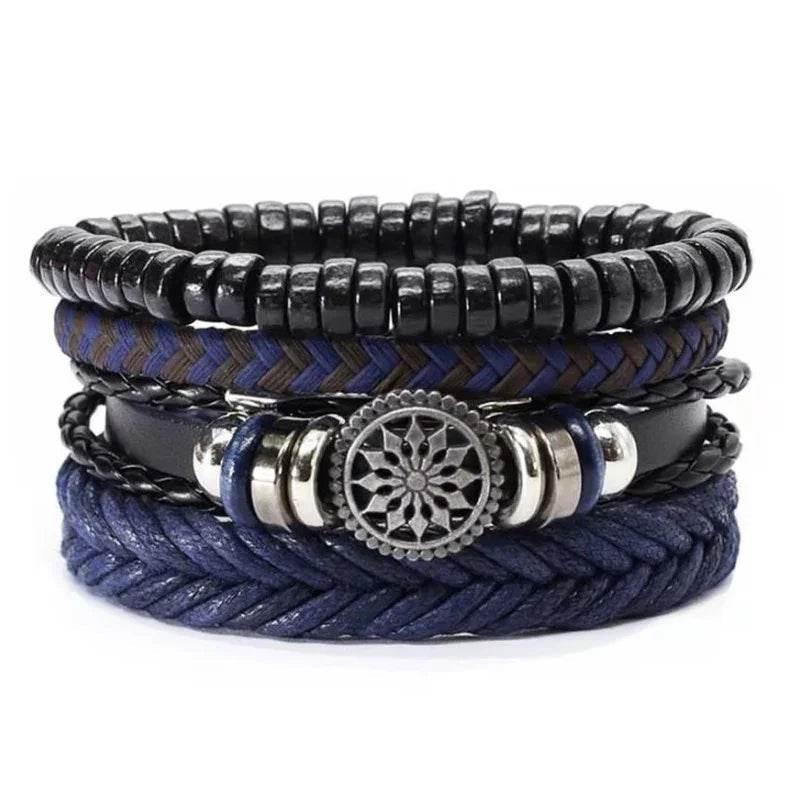 Men’s Vintage Braided Leather Bracelet - ZA-Zola