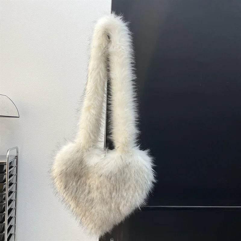 Winter Fleece Heart Shape Bag | Plush Crossbody Handbag - ZA-Zola